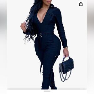 2/$30 Queenie Visconti one piece jumpsuit in navy fitted sexy XL new